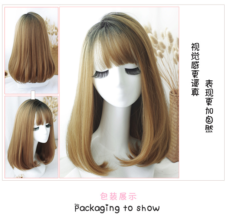 Wholesale of wigs for women, Korean air bangs, fashionable chemical fiber hair covers wholesale, full head style hair covers pic 13