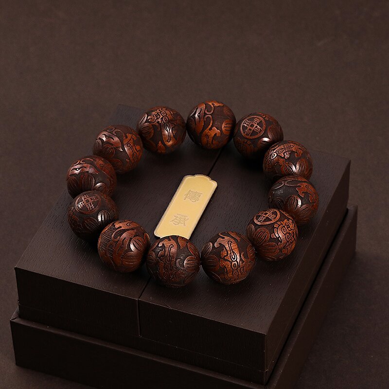 国潮-小叶紫檀雕刻生肖太极佛珠手串手链文玩念珠详情1