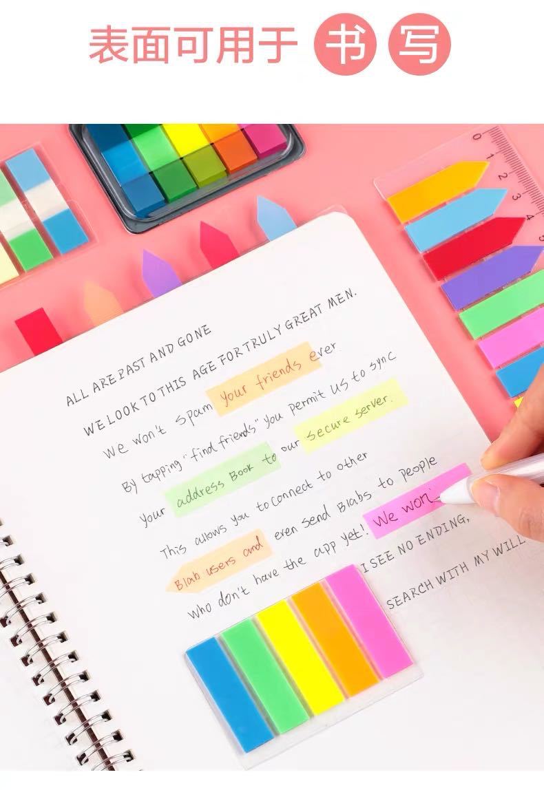 Index label paper fluorescent indicator sticker, pull-out colorful Korean fresh and clean sticky note, student classification marking pic 16