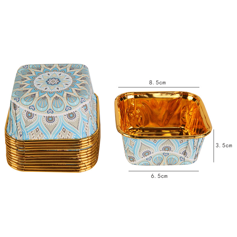 波西米亚风正方形蛋糕纸杯新款特色单面金正方形蛋糕纸杯蛋糕杯6.详情1