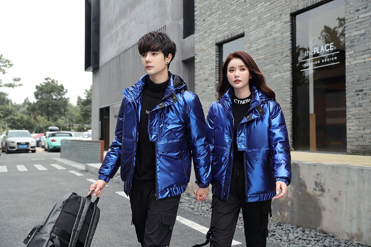 Shiny down jackets for men and women, short Korean-style slimming and thickening, warm, casual and fashionable couple coats, white duck down pic 16