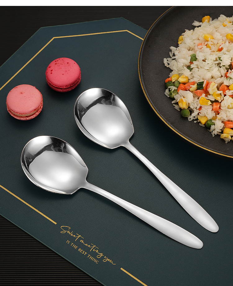 不锈钢勺子批发酒店自助餐高颜值公用分餐勺家用加厚汤匙饭勺餐具详情21