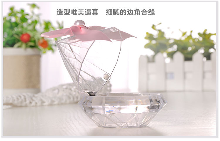 婚庆产品欧式婚庆用品创意钻石喜糖盒手工蝴蝶结透明糖盒子个性新娘糖果盒详情10