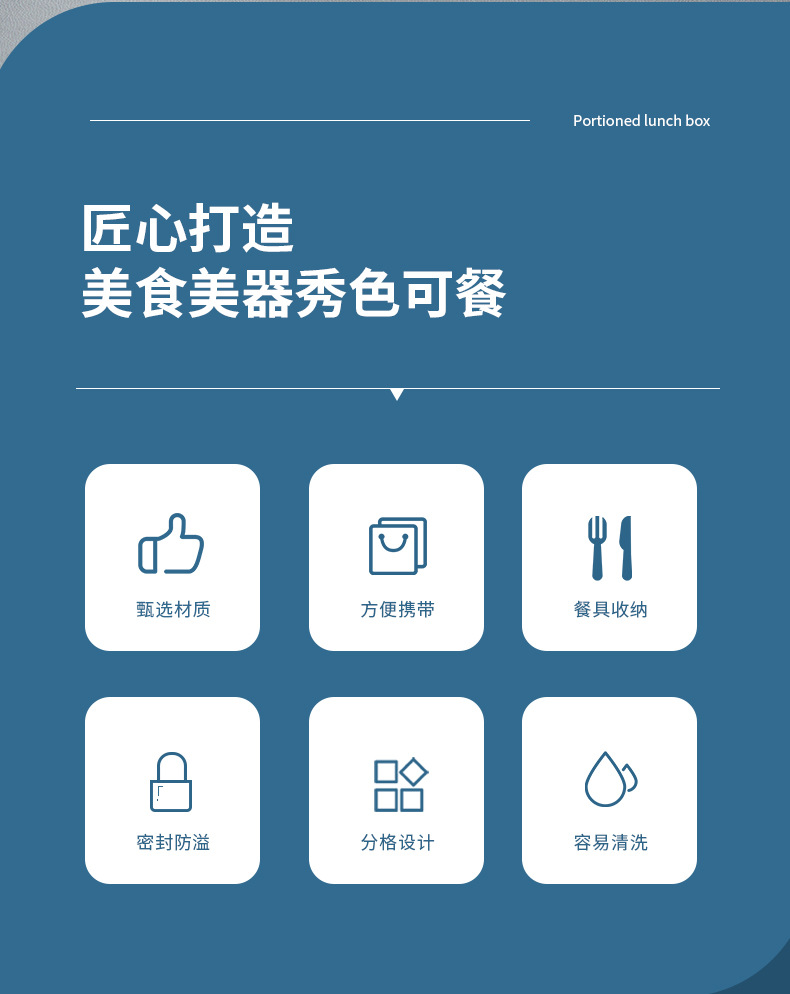 简约日式分格饭盒可微波炉加热学生餐盒保鲜盒四格便当盒水果盒详情2