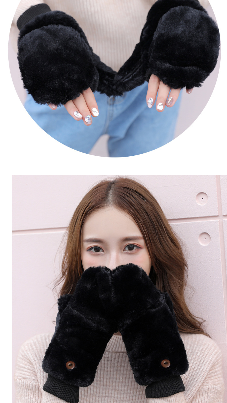 The Korean version of the winter flip-top gloves for students, with added fleece and thickened warmth, and a neckband for cycling women, is a fashionable trend pic 8