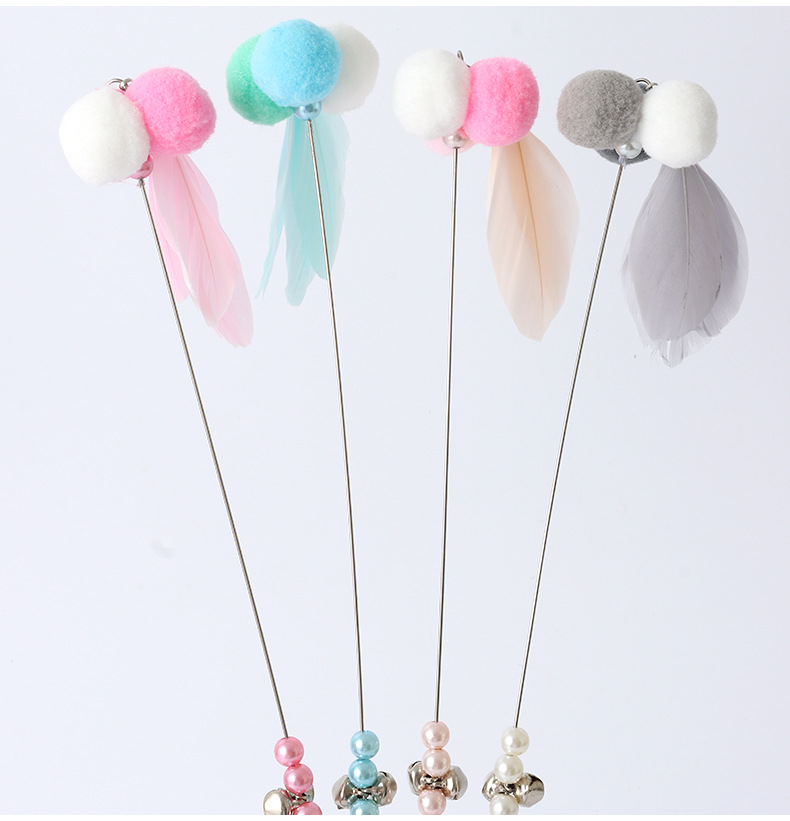 Wholesale in stock: Pipi Tao Three-Ball three-Feather short cat toy with bell feather, pet cat toy pic 39