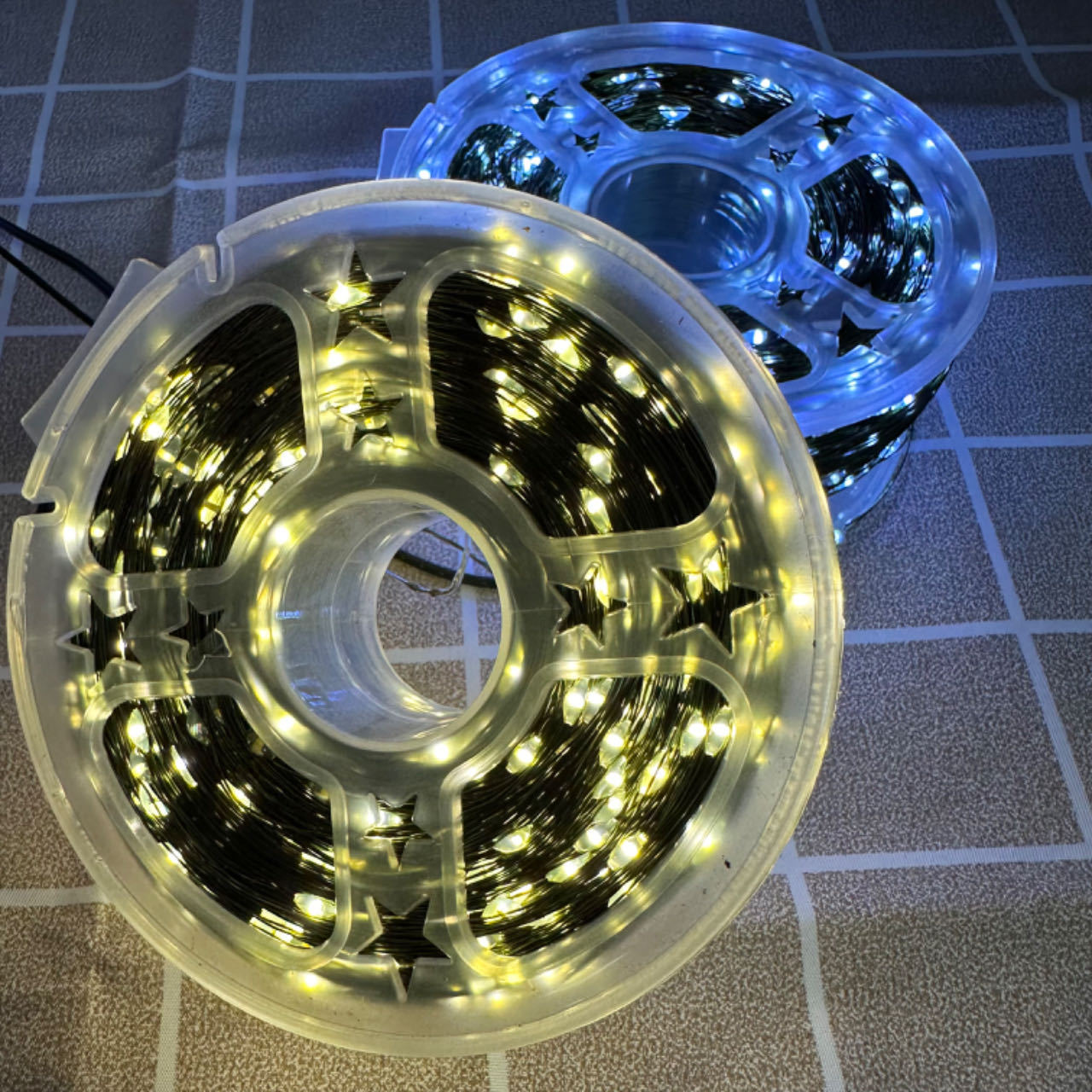 Remote-controlled Christmas tree, green wire LED copper wire light, star color light, string light, starry sky, courtyard green plant, rattan flower wreath light pic 17