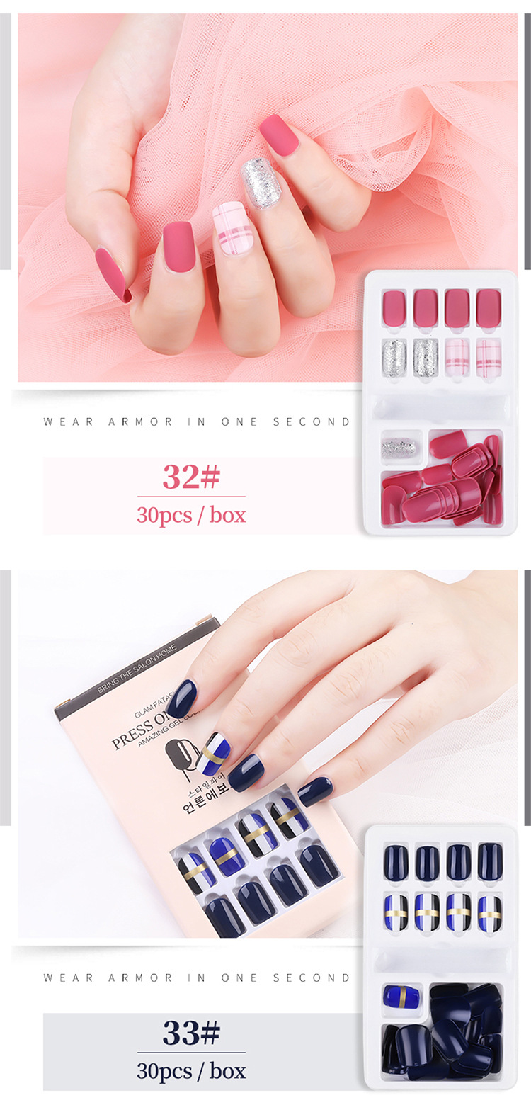 Finished nail care wearable nail patches 30-piece box set, detachable and reusable, artificial nail wearable patches, full nail patches, exclusively for export. Exclusively for export pic 24
