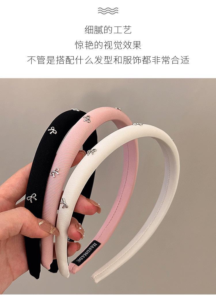 Korean-style fashionable and versatile bow headband, simple solid-color fabric sponge headband, high top headband, headwear and hairpin pic 13