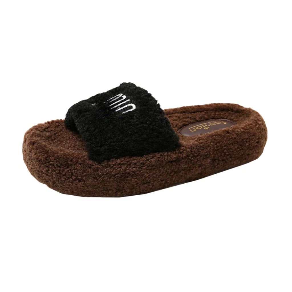 小香风毛毛拖鞋女外穿2024秋冬新款韩版网红休闲厚底居家毛绒棉拖详情4