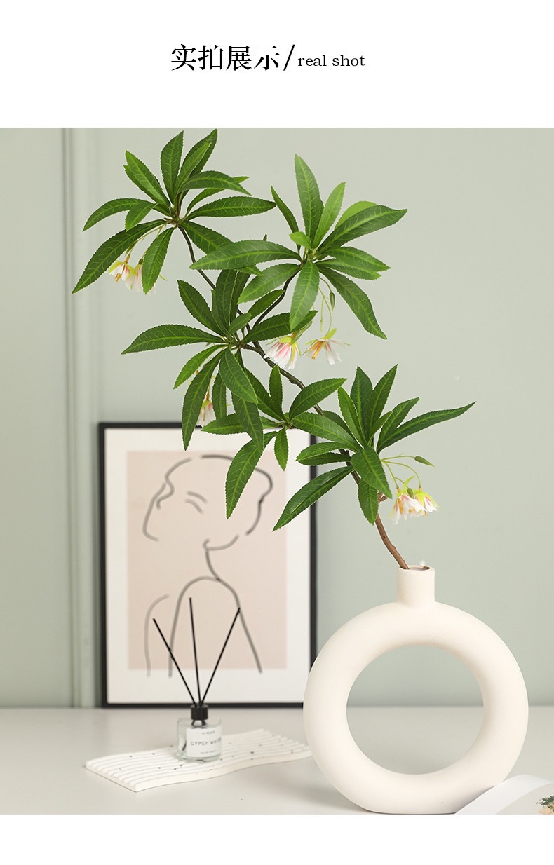 3D打印仿真水石榕现代家居餐厅装饰带花麻醉木造型插花造景假绿植详情3