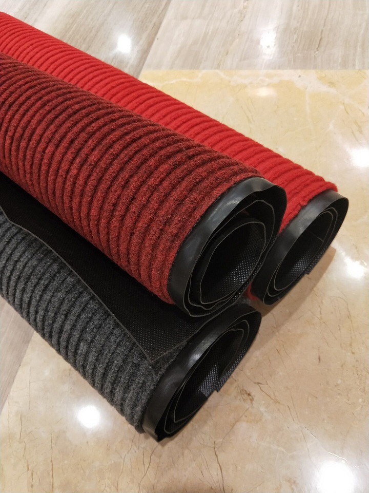Yiwu Jietai PVC anti-slip floor mat, custom-made carpet, hotel corridor carpet, entrance hall double-striped foot mat wholesale pic 6
