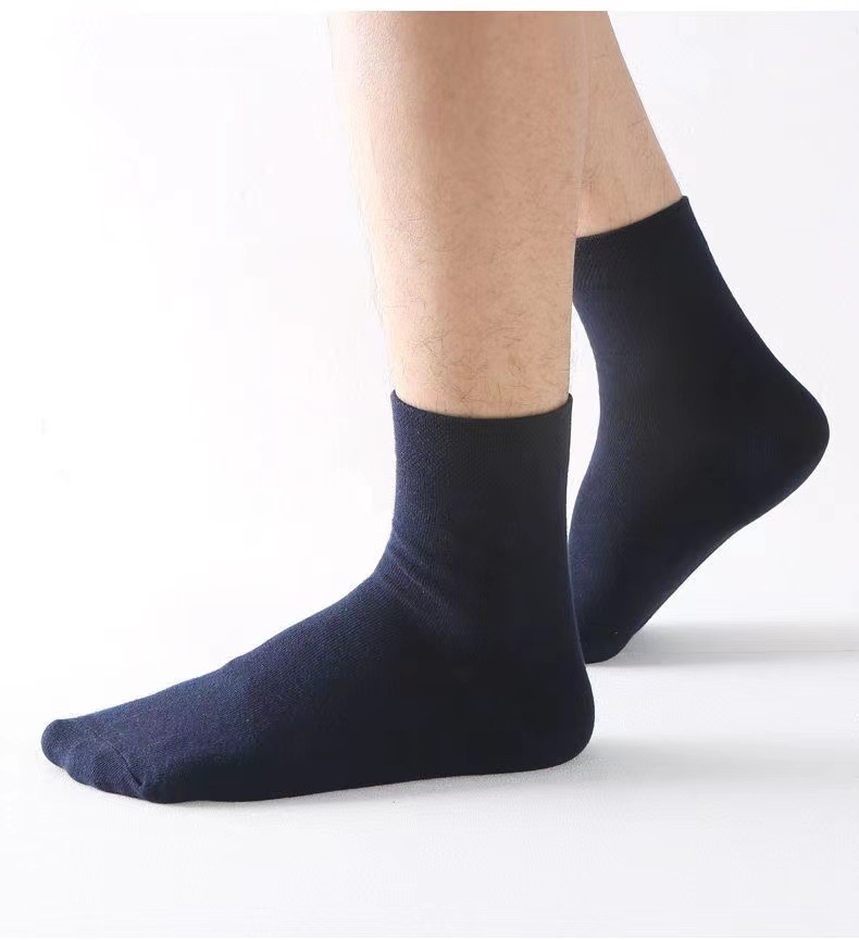 Calcetines stand de piso de una pieza para el cabello calcetines medios para hombres sudor absorbente anti-olor antibacteriano primavera verano cuatro estaciones simple color sólido estudiante versátil respirable calcetines deportivos de una pieza para el cabello pic 11