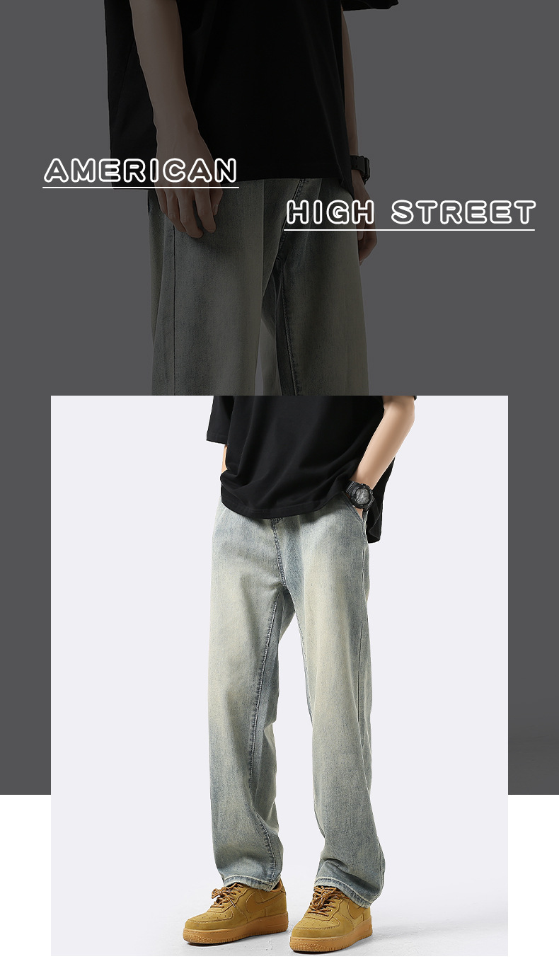 Guangzhou Xintang ultra-thin washed wide-leg elastic waist long pants for men and men, autumn, spring and summer, thin straight leg style pic 9