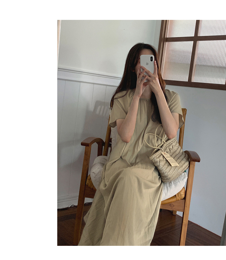 2024年夏季新款连衣裙 韩国ins风休闲家居宽松短袖度假中长款裙子详情6