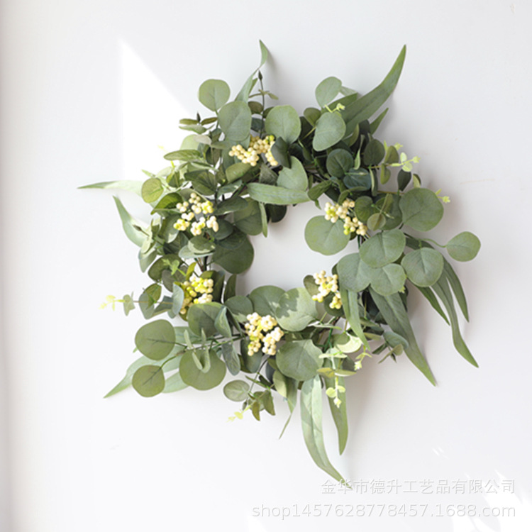 Desheng 2021 Cross-border E-commerce Amazon Spring Color Eucalyptus Leaf Green Fruit Simulation Flower Ring Decoration Manufacturer Wholesale pic 5