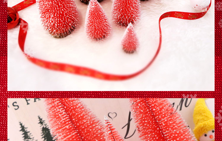 Red snow-added mini Christmas pine needle tree Christmas decoration with a simulated wooden base Christmas tree window display is in full bloom pic 48