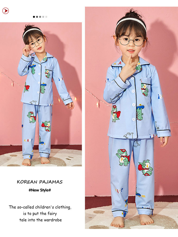儿童睡衣女孩春夏长袖翻领牛奶丝套装开衫宝宝卡通外贸男童家居服详情37