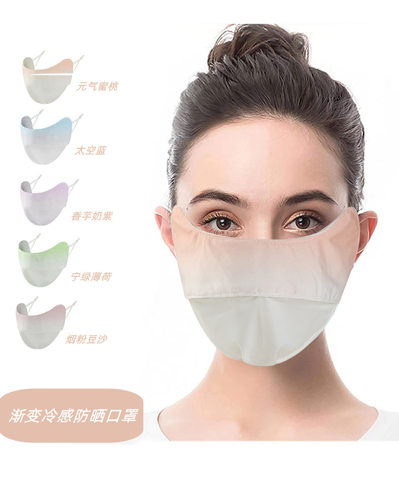 护眼角防晒口罩女防紫外线夏季渐变冰丝透气遮阳面部轻薄详情1