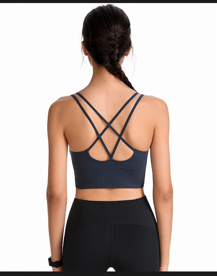 Thin-band cross-shaped yoga sports bra, quick-drying shock-absorbing running fitness sports underwear, European and American large-sized bra pic 14