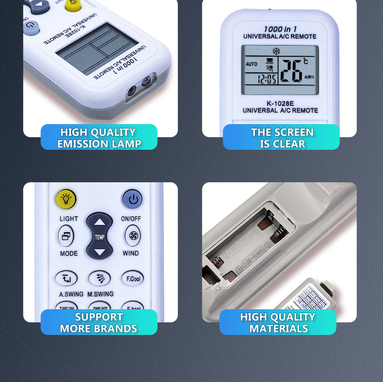 英文版万能空调遥控器 K-1028E 全球通用 一键设置详情3