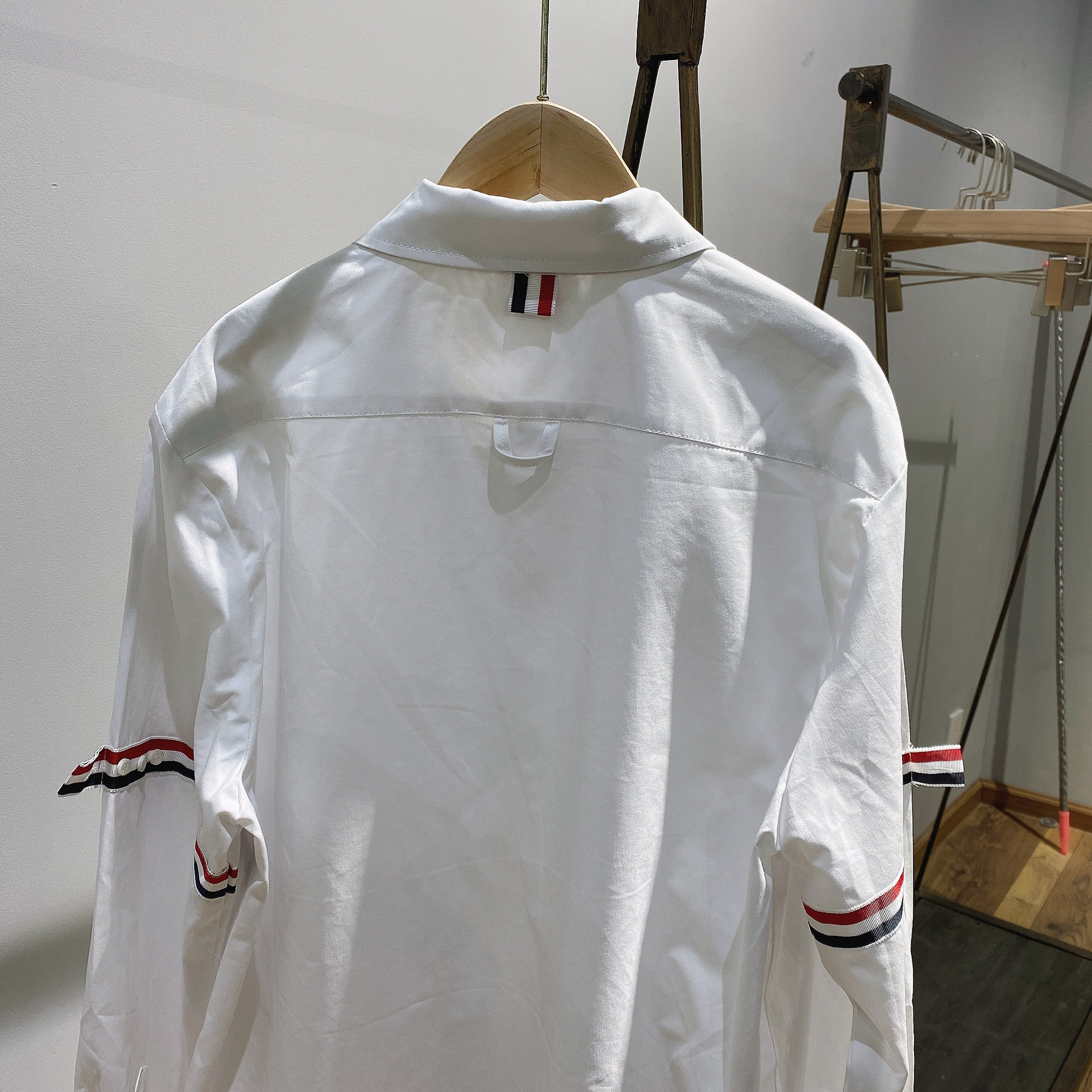 TB casual trendy brand poplin slim-fit solid white shirts for men and women, Oxford fabric shirts for women with long sleeves pic 123