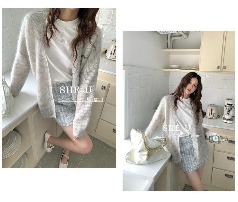 SHE U十三行2023秋季新款法式时尚立体胶花T恤女宽松百搭短袖上衣详情10