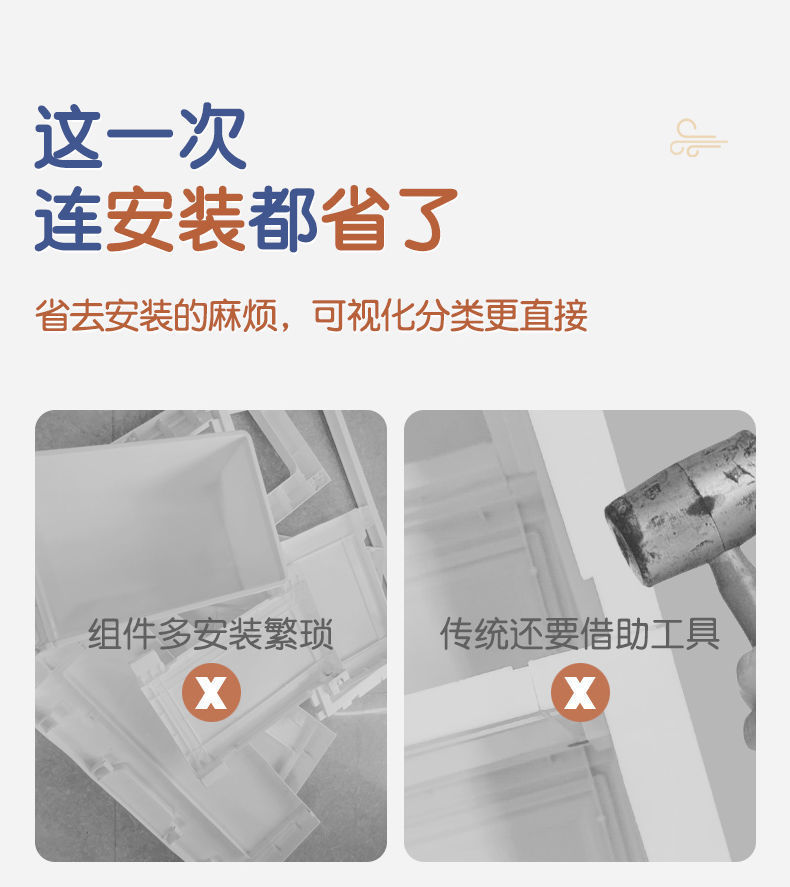 包邮免安装透明双开门折叠箱收纳柜子塑料加高大容量储物柜衣物整详情5