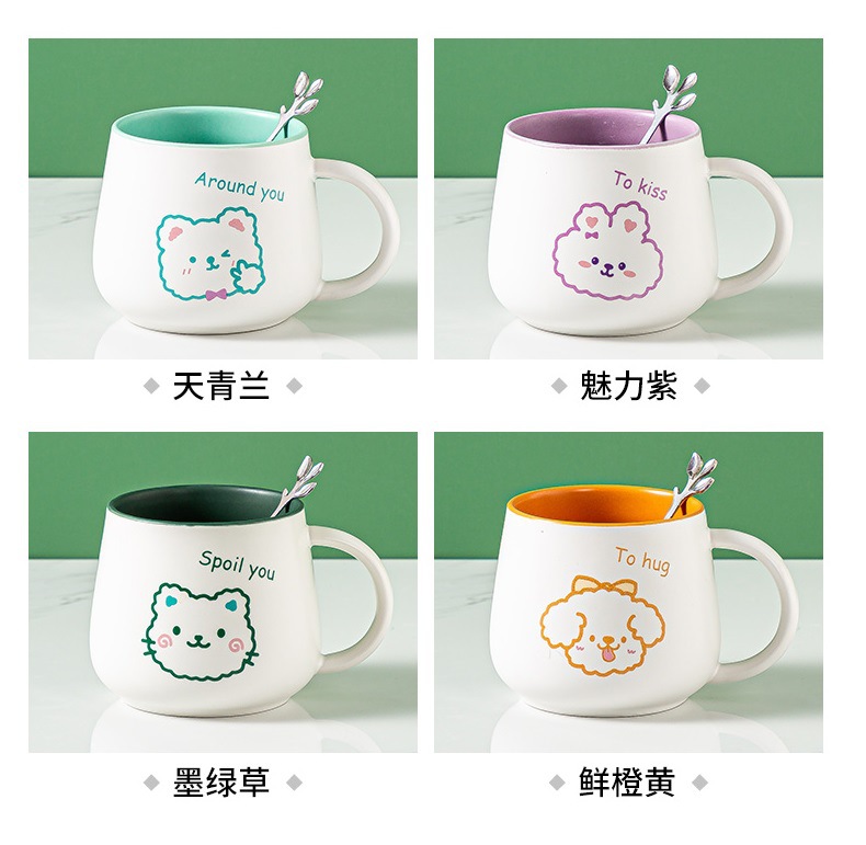 Cute ceramic cups, ins couple mugs, high appearance level, household breakfast cups, coffee cups, souvenirs, water cups wholesale pic 21