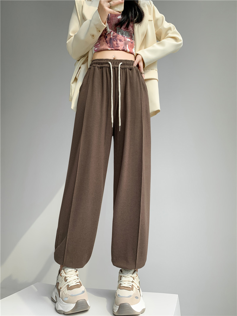 (Glutinous rice wide-leg pants) High-waisted, sagging, straight-leg wide-leg floor-length pants with a design sense, grey casual pants, trendy ins pic 33