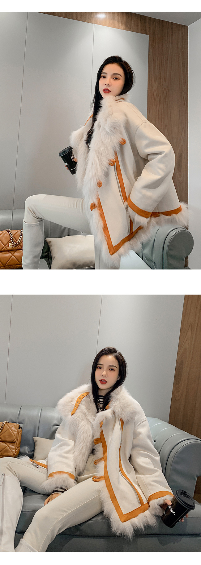 A 20-year new winter all-in-one rabbit fur coat for women, a fashionable and versatile two-wear jacket pic 5