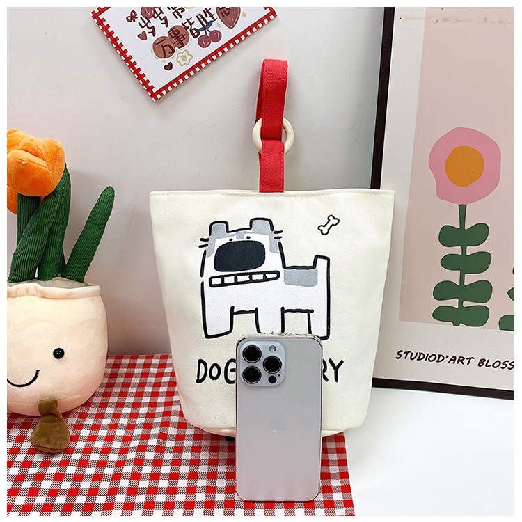 上班族便携妈咪帆布包购物学生可爱水桶型手拎便当带饭盒手提包女详情32