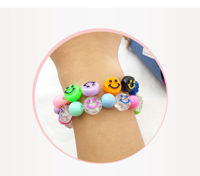 跨境100颗亚克力凸面笑脸圆形扁珠散珠 diy串珠手链项链饰品配件详情4