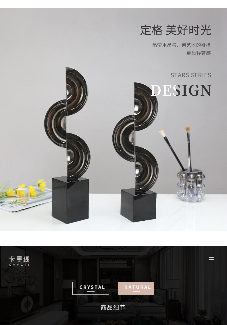 Cametti Creative Home Crystal Art ornaments, modern light luxury living room entrance TV cabinet decorative handicrafts, modern simple soft decoration club decorative ornaments pic 24