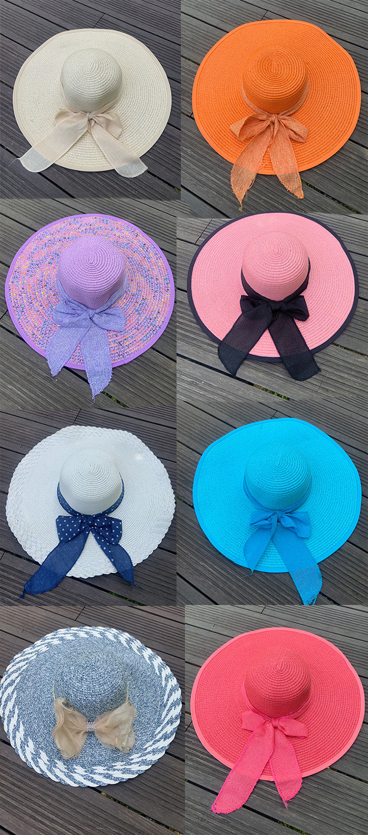 夏凉帽地摊景点热卖遮阳防晒大帽檐波浪草帽男女沙滩太阳帽10元详情17