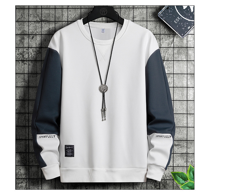 男士卫衣韩版潮流春秋季ins圆领宽松大码长袖T恤男青少年加绒上衣详情32