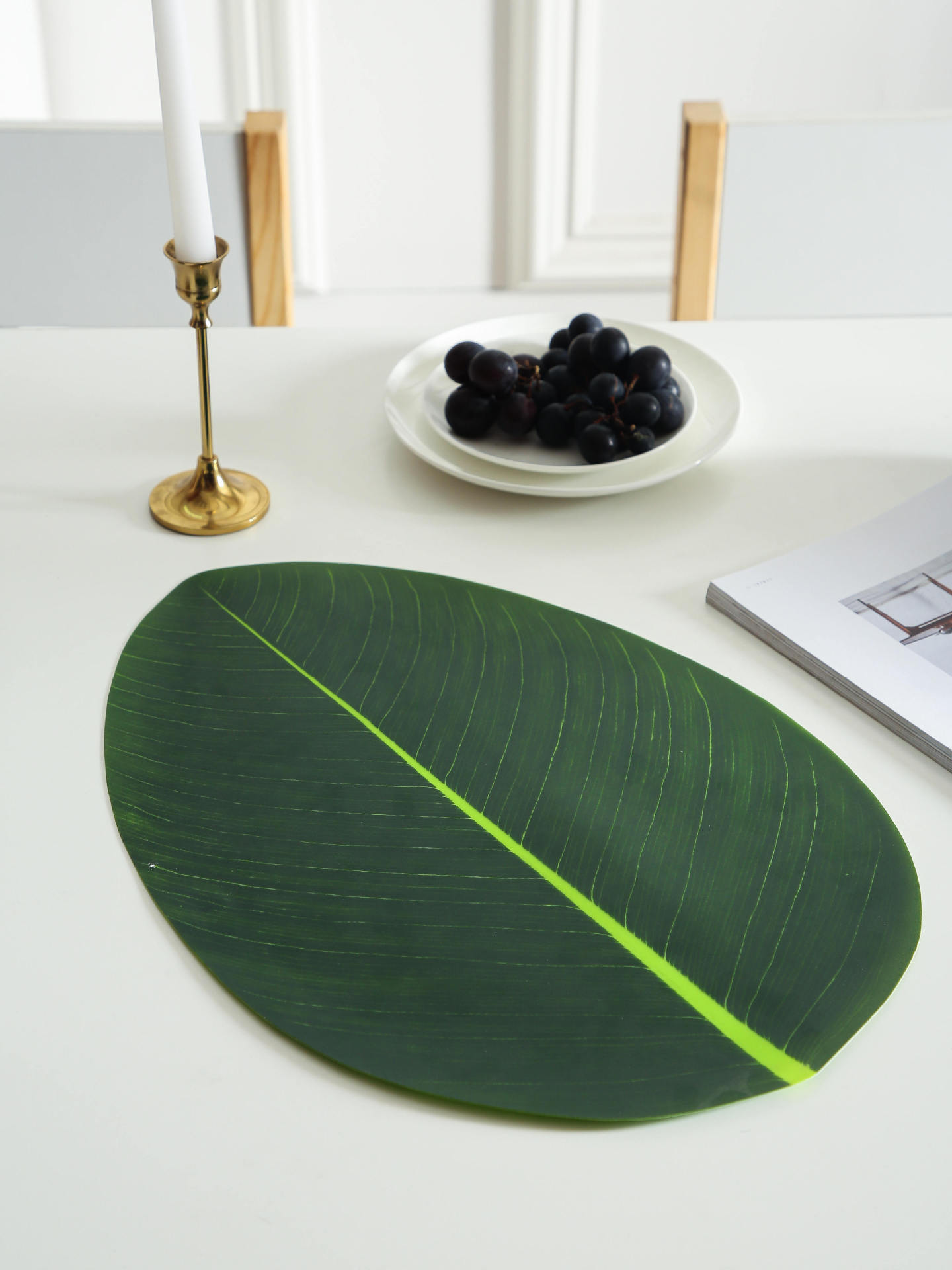 Cross-border artificial leaf PEVA Western-style placemats, home Nordic-style ins decorative placemats, waterproof, anti-slip and heat-insulating table MATS pic 7