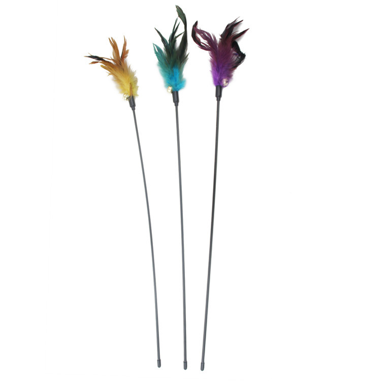 逗猫杆猫咪逗猫棒猫玩具羽毛铃铛多色可定 互动啃咬猫猫厂家批发详情27