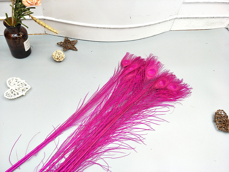 Peacock feather decolorization and dyeing pink props for home decoration and accessory materials peacock feathers pic 25