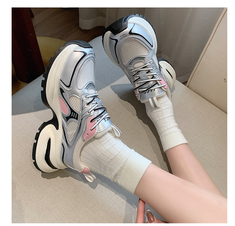 单网透气老爹鞋女2024年新款潮牌拼色厚底小个子百搭休闲运动鞋详情24