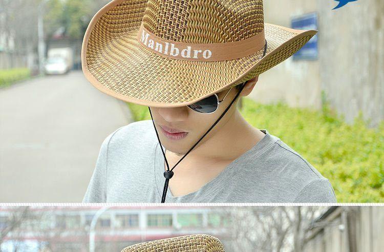 男士遮阳草帽夏季渔夫帽防晒遮脸凉帽沙滩帽男夏天帽子牛仔太阳帽详情8