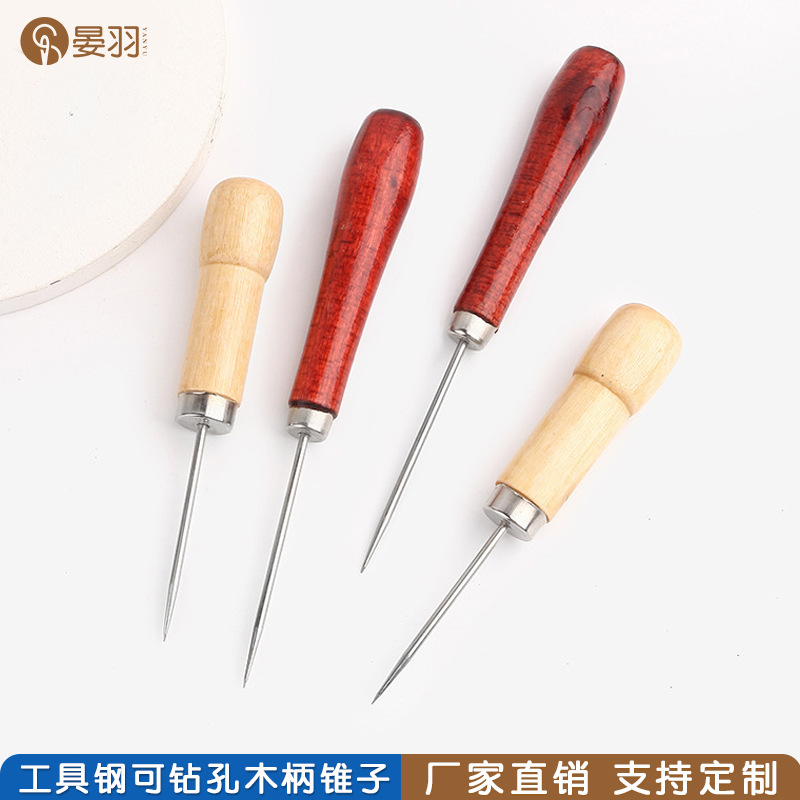 厂家直销木头柄锥子修鞋纳鞋工具千枚通diy缝纫拼布定位钻孔锥子详情6