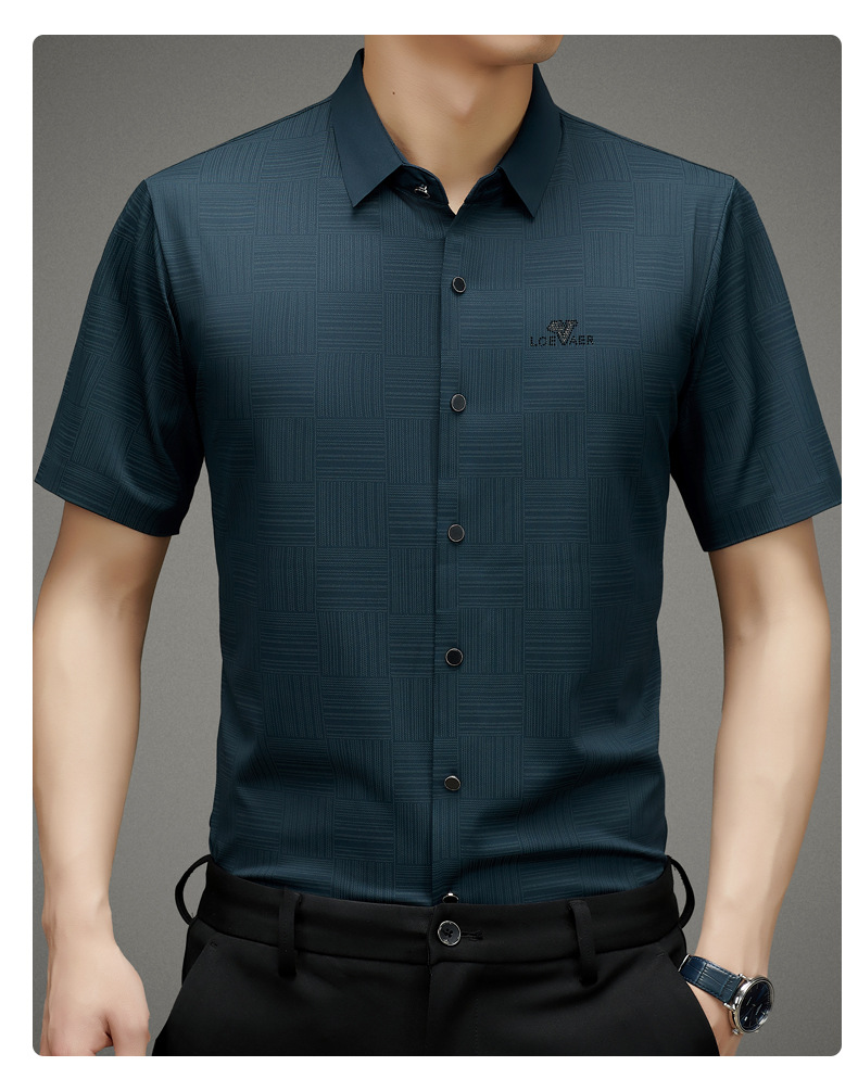 衬衫短袖男夏季新款抖快热卖轻商务中年短袖衬衫翻领修身休闲短袖详情32