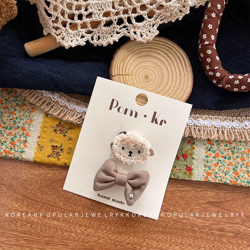 新款韩式宝宝布艺发夹卡通可爱兔兔发圈小羊珍珠初秋高弹力发圈详情10