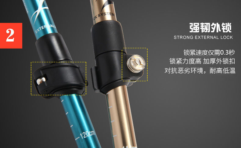 Ultra-light straight-handled aluminum alloy five-section trekking poles for hiking and mountain climbing, foldable outdoor walking ski poles pic 8