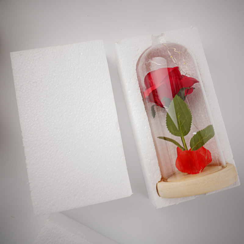 美女与野兽绒布玫瑰花灯玻璃罩灯 永生花小王子玫瑰花情人节礼物详情29