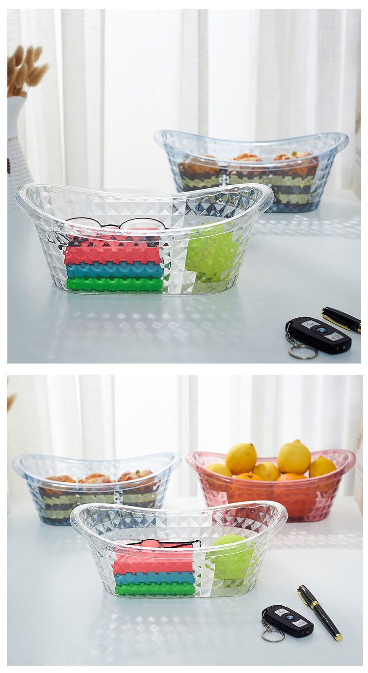 Plastic storage baskets, bathroom, cosmetics storage baskets, kitchen tabletop, transparent bathtub storage boxes pic 13