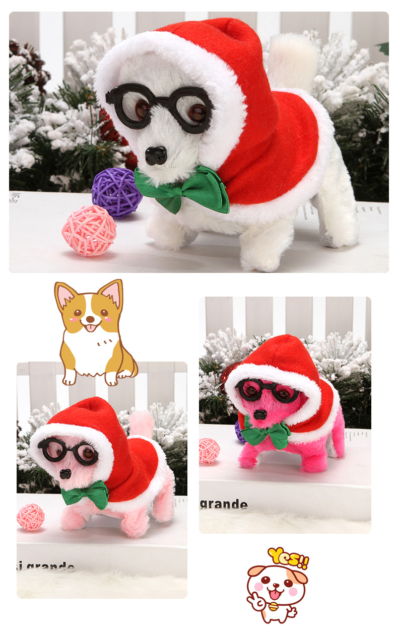 Plush electric glasses dog can walk and bark. Boys and girls, Christmas clothes, independent station, electric puppy, robot dog, cross-border pic 18
