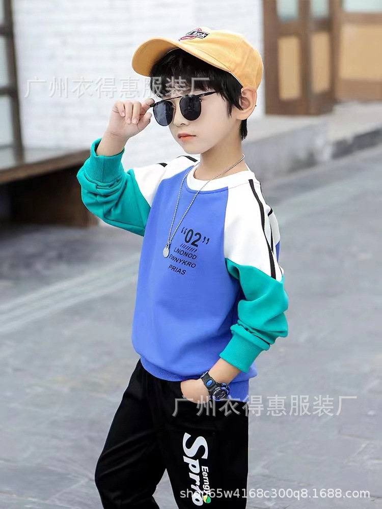 Otoño invierno 2022 nuevo medio niño cuello redondo sudaderas dos piezas tendencia niños deportes sudaderas sudaderas venta al por mayor pic 12