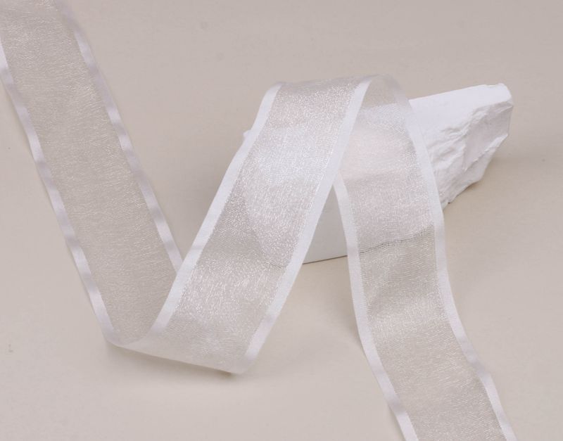 Double-layer thick-edged solid color glossy snow gauze ribbon bow hair accessory clothing Wedding cake gift box packaging sheer gauze ribbon pic 19